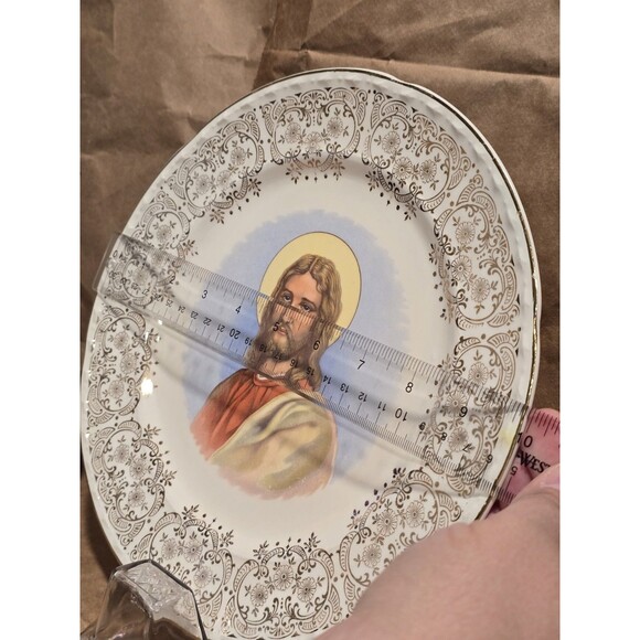 Crooksville China Jesus Christ Gold Trim Decorative Plate - Picture 5 of 8